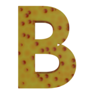 A 3D illustration of a cheese-shaped English letter B. png