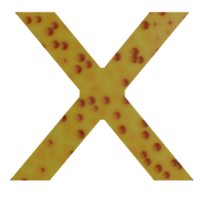 A 3D illustration of a cheese-shaped English letter X. png