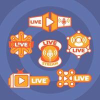 Live Streaming Badges in Orange Color vector