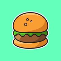 Burger Lettuce Isolated Sticker Icon Vector Illustration