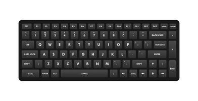 negro teclado QWERTY llaves realista vector ilustración