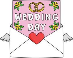 Wedding Day Letter Cartoon Colored Clipart vector