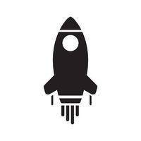 Rocket icon with black glyph design isolated on white background vector