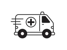 Ambulance icon with black and white design isolated on white background vector