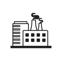 Factory building icon with black and white color on isolated background vector