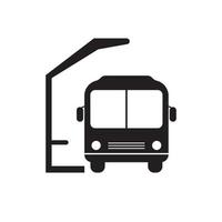 autobús estación icono con negro y blanco diseño en aislado antecedentes vector