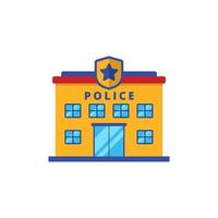 Police station icon with flat style on isolated background vector