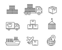 Set of logistics icon in linear style on isolated background vector