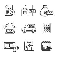 Set of tax icon with linear style on isolated background vector