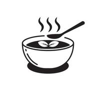 Soup icon with black and white color on isolated background vector