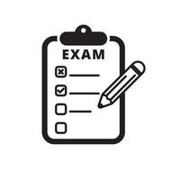 Exam icon with black design isolated on white background vector