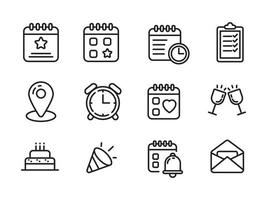 Set of event icons with linear style isolated on white background vector