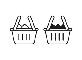 compras cesta icono con negro y blanco diseño en aislado antecedentes vector