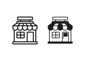 Store building icon with black and white design on isolated background vector