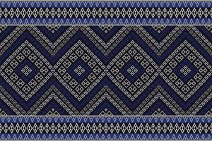 Aztec tribal blue color pattern for border decoration, table runner, etc. Traditional Aztec tribal border geometric square diamond shape seamless pattern use for home decoration elements. vector