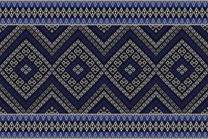 Aztec tribal blue color pattern for border decoration, table runner, etc. Traditional Aztec tribal border geometric square diamond shape seamless pattern use for home decoration elements. vector