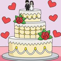 Wedding Cake Colored Cartoon Illustration vector