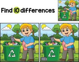 Boy Recycling Find The Differences vector