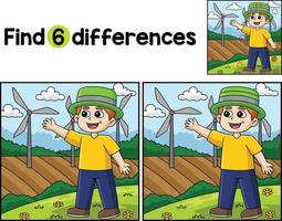 Boy Showing Windmill Find The Differences vector