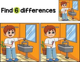 Boy Conserving Water Find The Differences vector