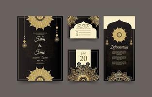 conjunto de invitación de boda india vector