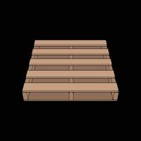 Wooden pallet vector illustration on black background . Isolated isometric wood container. Isometric vector wooden pallet.