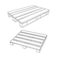 conjunto de de madera paleta vector ilustración en blanco antecedentes . aislado isométrica contorno madera envase. isométrica vector contorno de madera paleta.