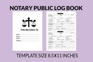 Notary Public Log book KDP interior Vector