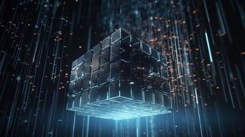 3d illustration of abstract technology background. Sci-fi concept.3D rendering of abstract technology concept. Futuristic cyberspace background,Abstract 3d rendering of data processing photo