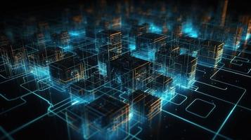 3d illustration of abstract technology background. Sci-fi concept.3D rendering of abstract technology concept. Futuristic cyberspace background,Abstract 3d rendering of data processing photo