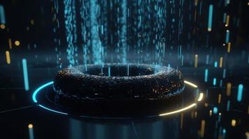 3d illustration of abstract technology background. Sci-fi concept.3D rendering of abstract technology concept. Futuristic cyberspace background,Abstract 3d rendering of data processing photo