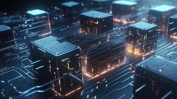 3d illustration of abstract technology background. Sci-fi concept.3D rendering of abstract technology concept. Futuristic cyberspace background,Abstract 3d rendering of data processing photo