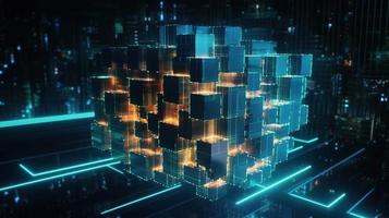 3d illustration of abstract technology background. Sci-fi concept.3D rendering of abstract technology concept. Futuristic cyberspace background,Abstract 3d rendering of data processing photo