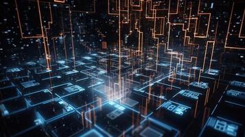 3d illustration of abstract technology background. Sci-fi concept.3D rendering of abstract technology concept. Futuristic cyberspace background,Abstract 3d rendering of data processing photo