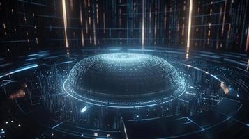 3d illustration of abstract technology background. Sci-fi concept.3D rendering of abstract technology concept. Futuristic cyberspace background,Abstract 3d rendering of data processing photo