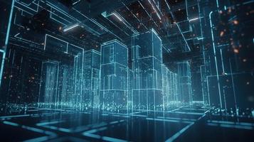 3d illustration of abstract technology background. Sci-fi concept.3D rendering of abstract technology concept. Futuristic cyberspace background,Abstract 3d rendering of data processing photo