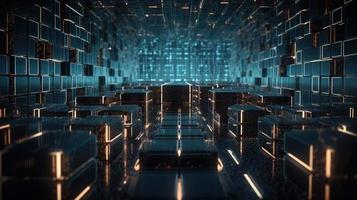 3d illustration of abstract technology background. Sci-fi concept.3D rendering of abstract technology concept. Futuristic cyberspace background,Abstract 3d rendering of data processing photo