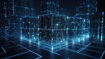 3d illustration of abstract technology background. Sci-fi concept.3D rendering of abstract technology concept. Futuristic cyberspace background,Abstract 3d rendering of data processing photo