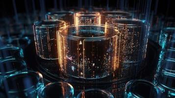 3d illustration of abstract technology background. Sci-fi concept.3D rendering of abstract technology concept. Futuristic cyberspace background,Abstract 3d rendering of data processing photo