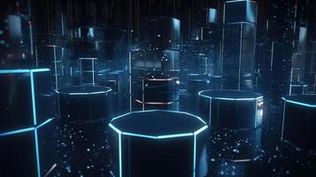 3d illustration of abstract technology background. Sci-fi concept.3D rendering of abstract technology concept. Futuristic cyberspace background,Abstract 3d rendering of data processing photo