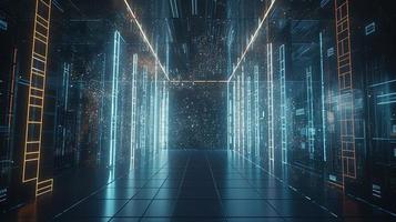 3d illustration of abstract technology background. Sci-fi concept.3D rendering of abstract technology concept. Futuristic cyberspace background,Abstract 3d rendering of data processing photo
