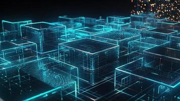 3d illustration of abstract technology background. Sci-fi concept.3D rendering of abstract technology concept. Futuristic cyberspace background,Abstract 3d rendering of data processing photo