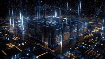 3d illustration of abstract technology background. Sci-fi concept.3D rendering of abstract technology concept. Futuristic cyberspace background,Abstract 3d rendering of data processing photo