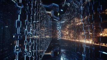 3d illustration of abstract technology background. Sci-fi concept.3D rendering of abstract technology concept. Futuristic cyberspace background,Abstract 3d rendering of data processing photo