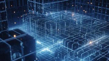 3d illustration of abstract technology background. Sci-fi concept.3D rendering of abstract technology concept. Futuristic cyberspace background,Abstract 3d rendering of data processing photo
