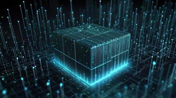 3d illustration of abstract technology background. Sci-fi concept.3D rendering of abstract technology concept. Futuristic cyberspace background,Abstract 3d rendering of data processing photo