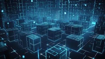 3d illustration of abstract technology background. Sci-fi concept.3D rendering of abstract technology concept. Futuristic cyberspace background,Abstract 3d rendering of data processing photo