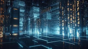 3d illustration of abstract technology background. Sci-fi concept.3D rendering of abstract technology concept. Futuristic cyberspace background,Abstract 3d rendering of data processing photo