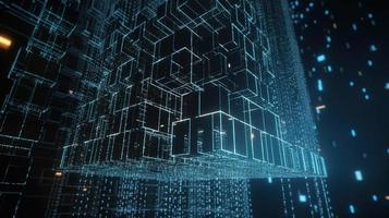 3d illustration of abstract technology background. Sci-fi concept.3D rendering of abstract technology concept. Futuristic cyberspace background,Abstract 3d rendering of data processing photo