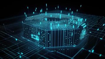 3d illustration of abstract technology background. Sci-fi concept.3D rendering of abstract technology concept. Futuristic cyberspace background,Abstract 3d rendering of data processing photo